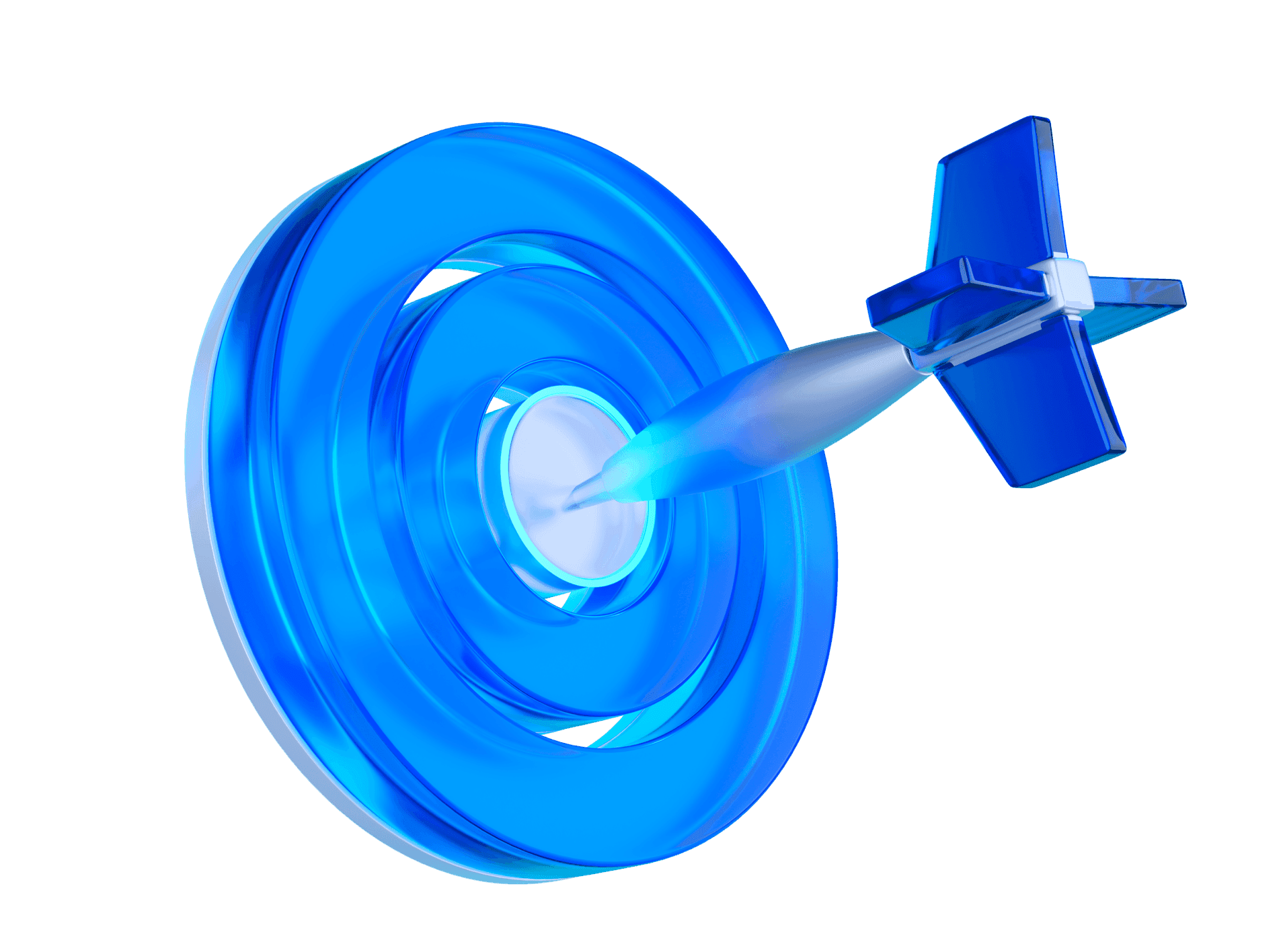 A dart striking the centre of a target